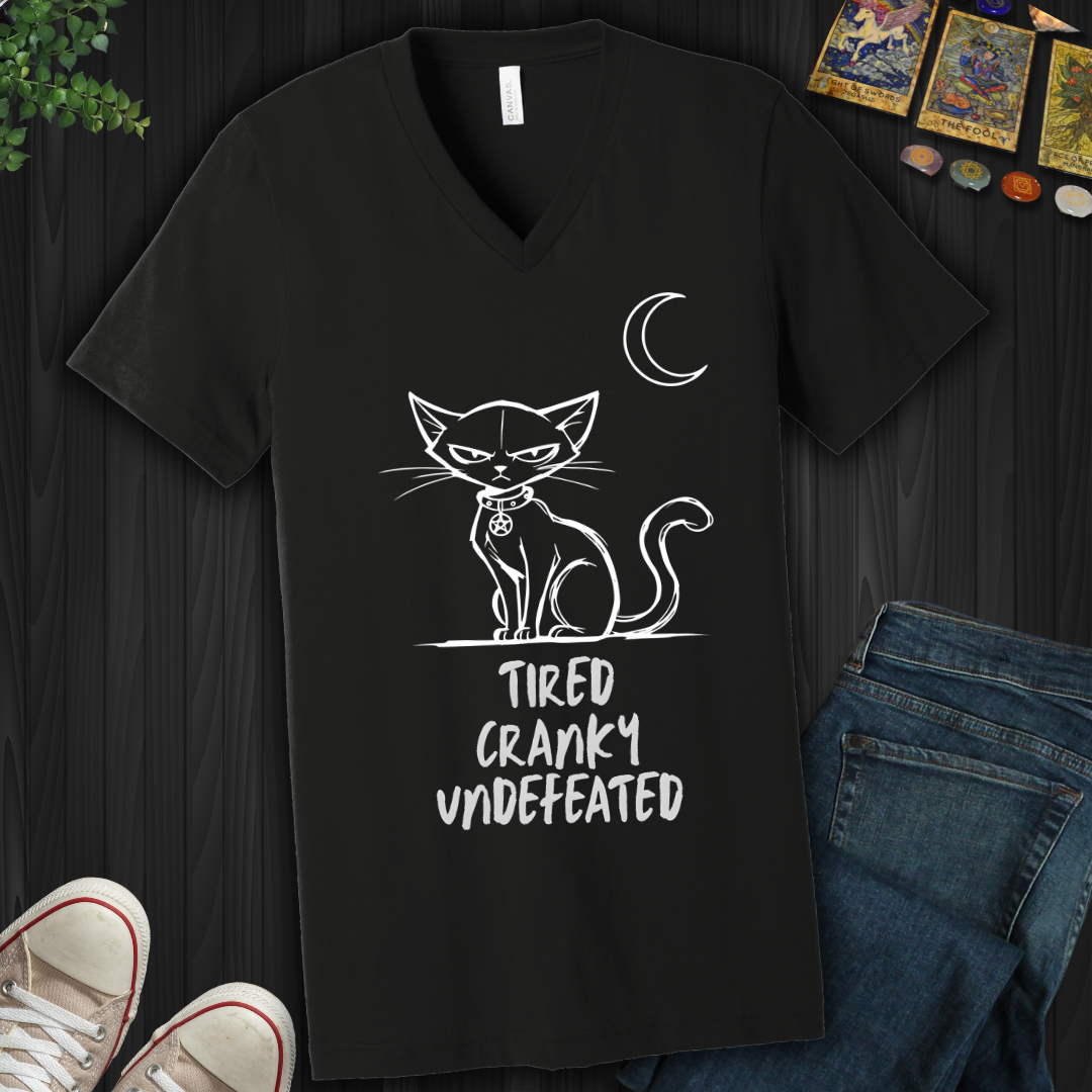 Tired Cranky Undefeated V-Neck Tee