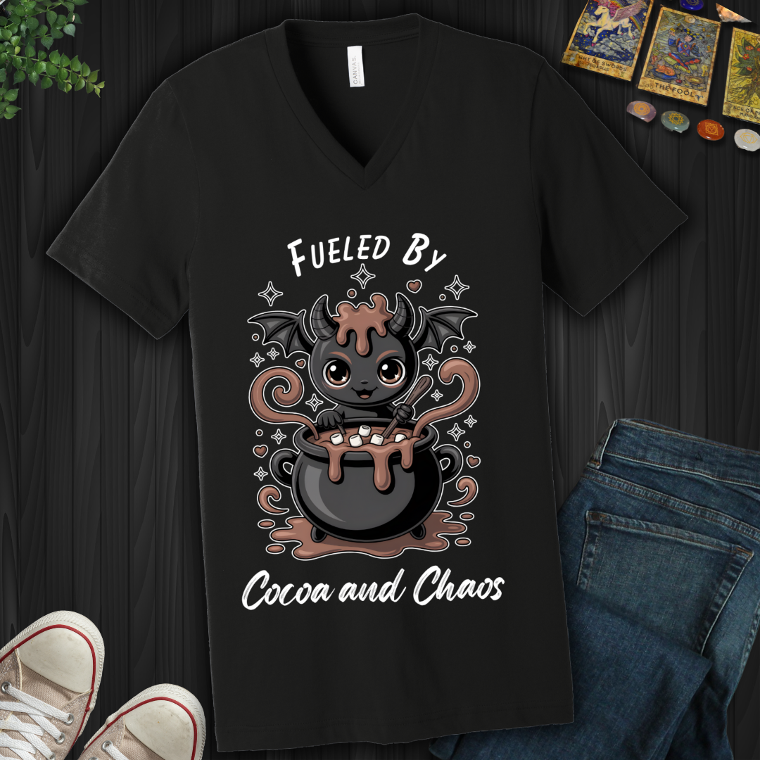 Fueled By Cocoa And Chaos V-Neck Tee