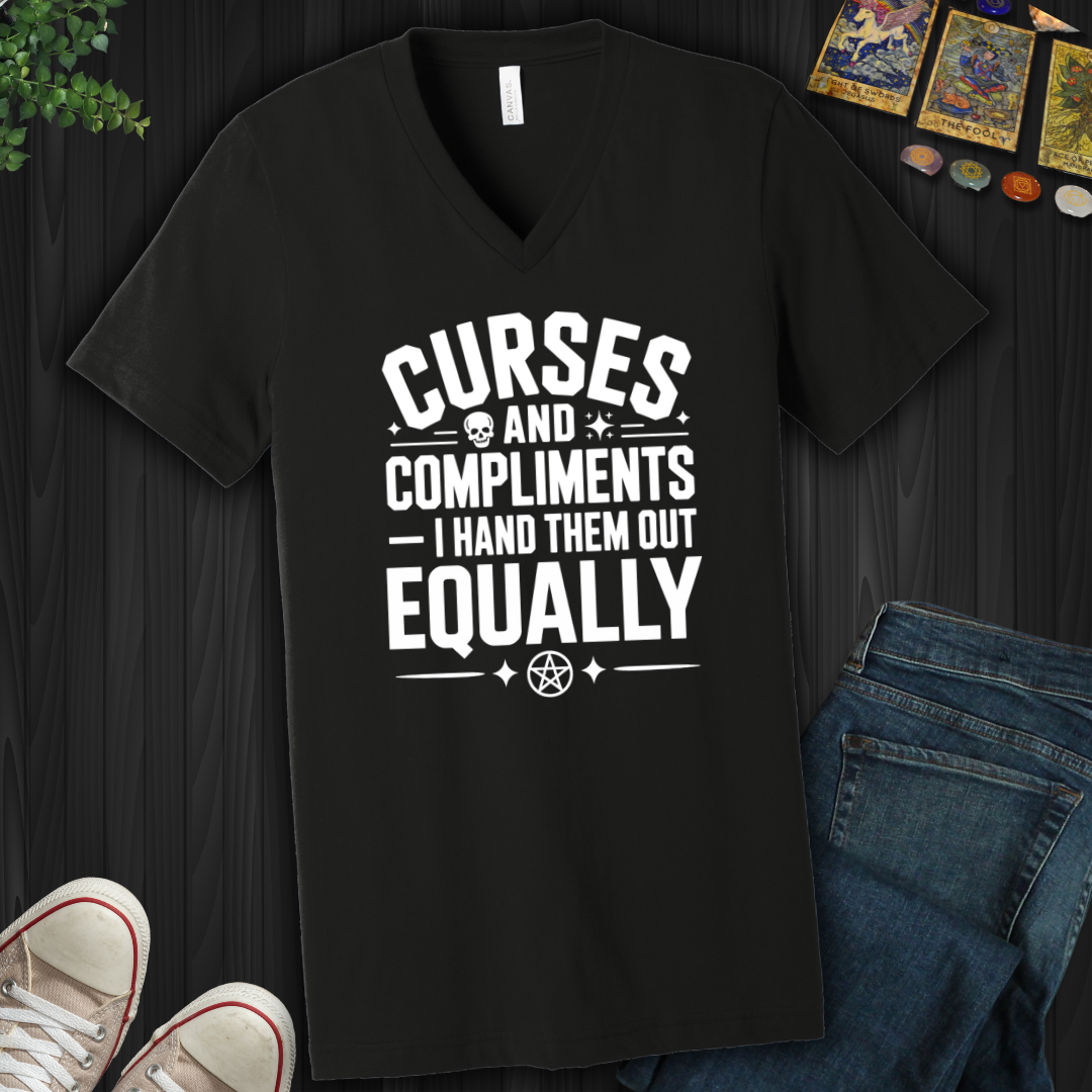 Curses And Compliments V-Neck Tee
