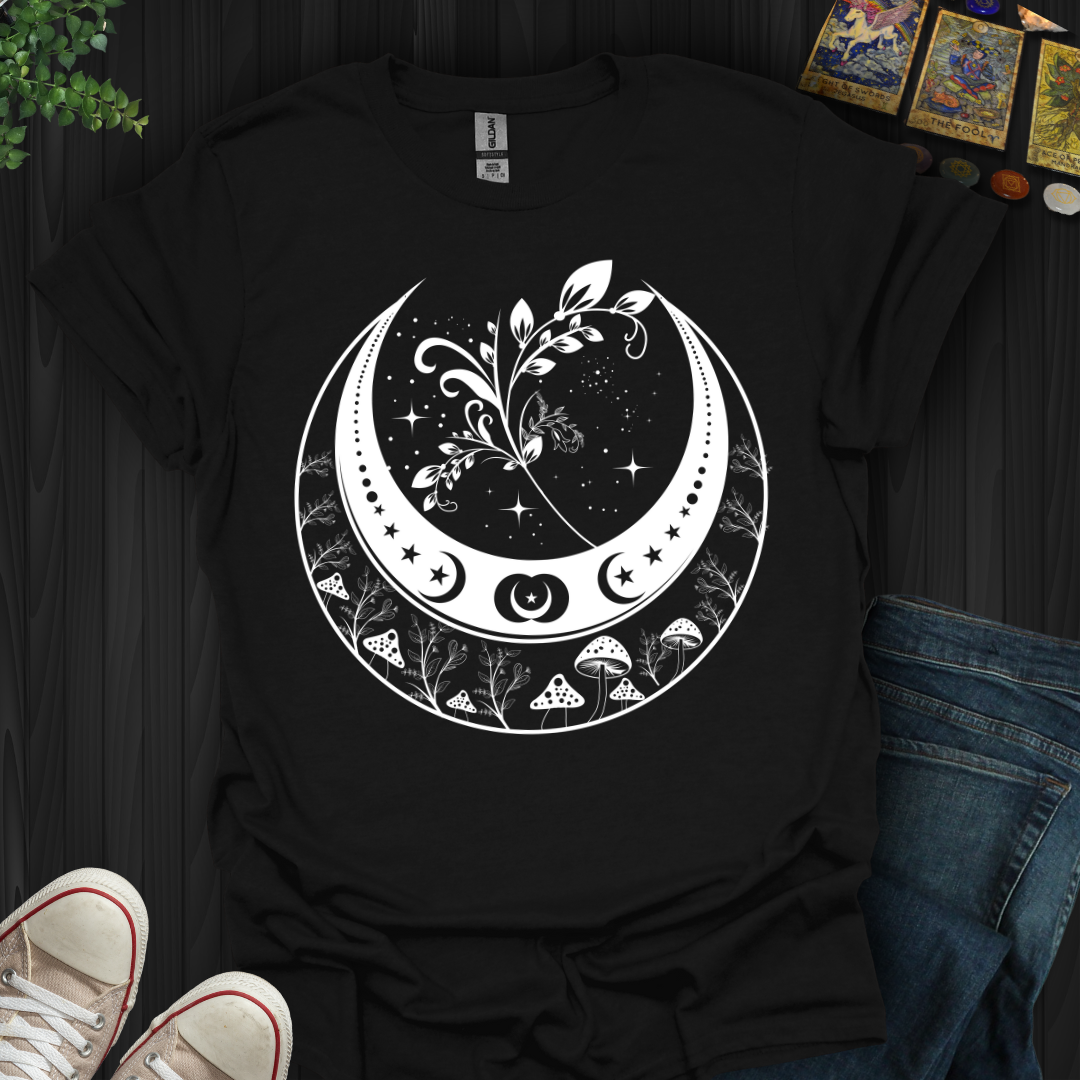 Celestial Moon and Mushroom T-Shirt