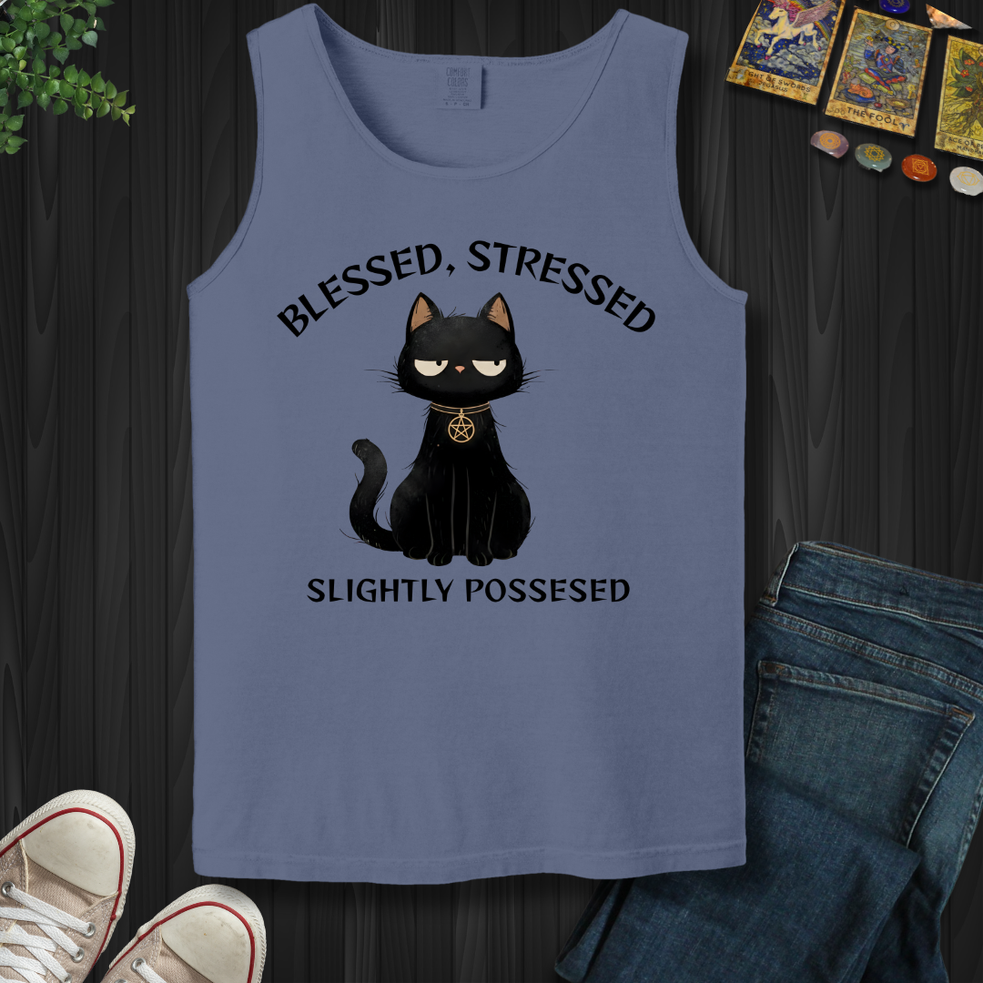 Blessed, Stressed, Slightly Possessed Tank Top