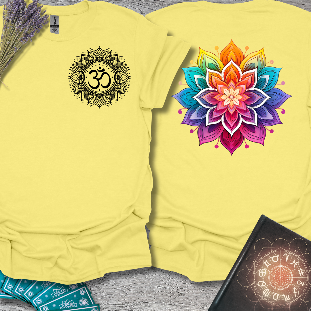 Rainbow Mandala Lotus Front and Back T-Shirt