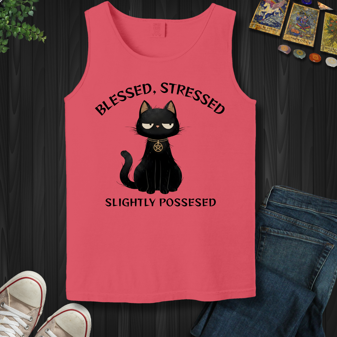 Blessed, Stressed, Slightly Possessed Tank Top