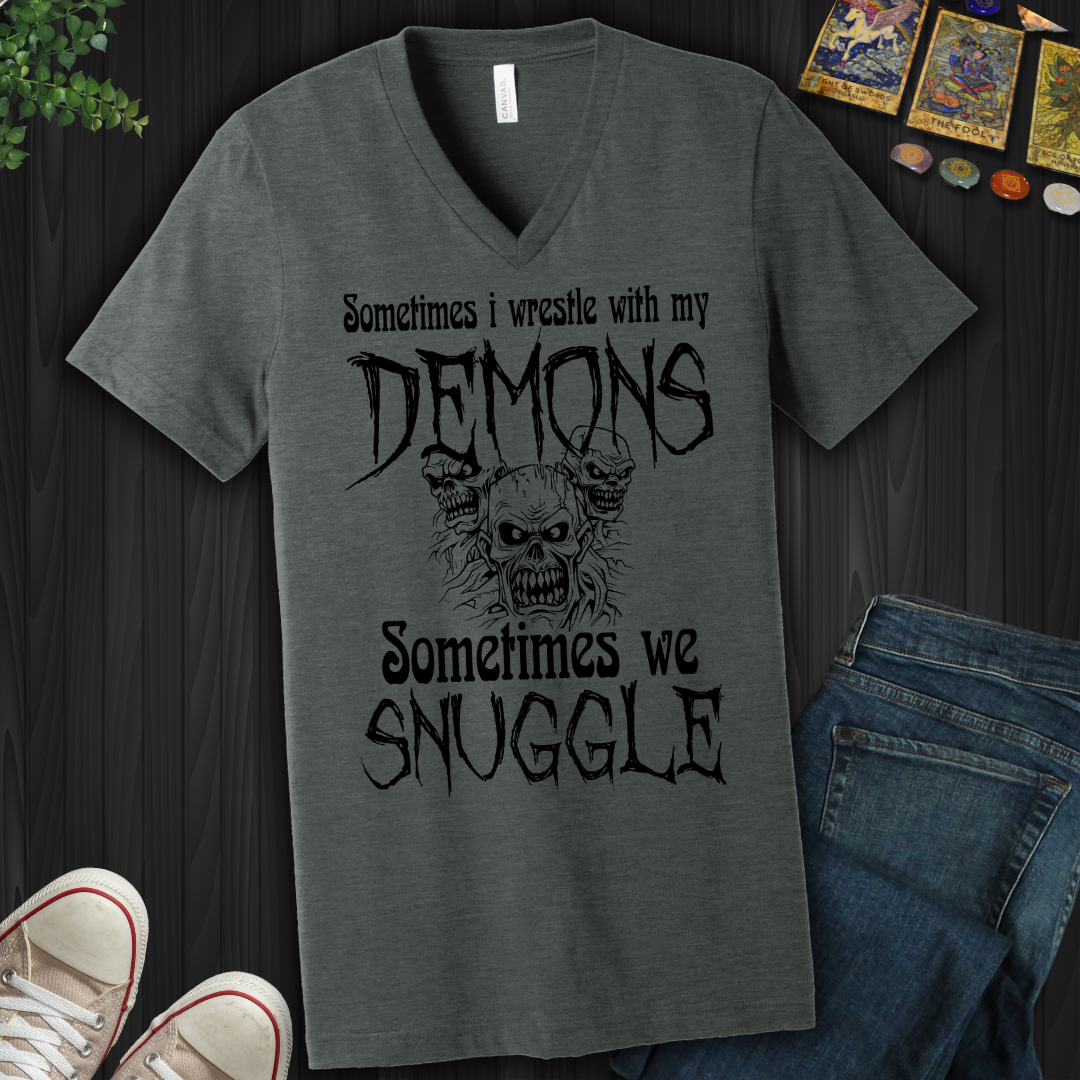 Sometimes I Wrestle With My Demons V-Neck Tee