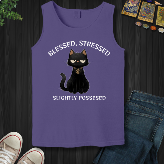 Blessed, Stressed, Slightly Possessed Tank Top