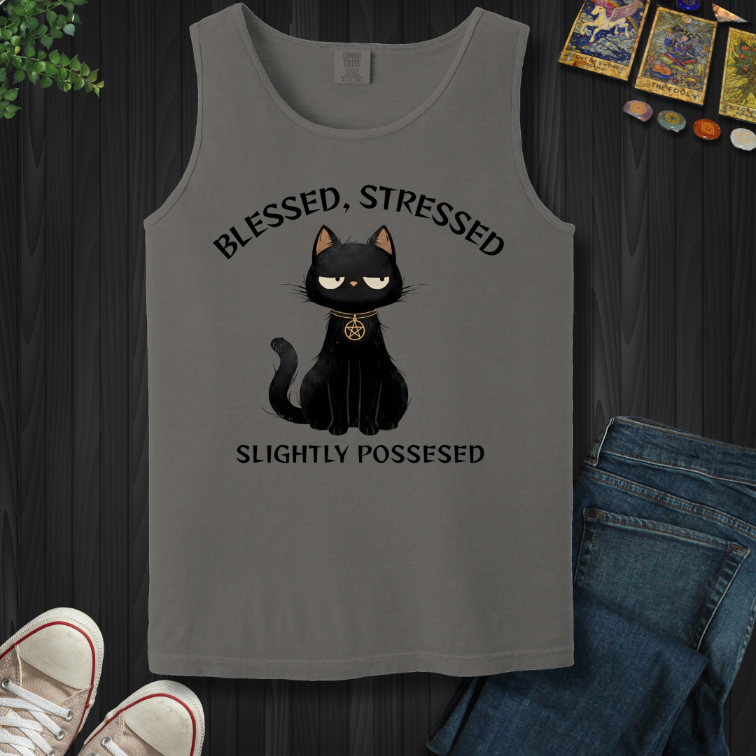 Blessed, Stressed, Slightly Possessed Tank Top