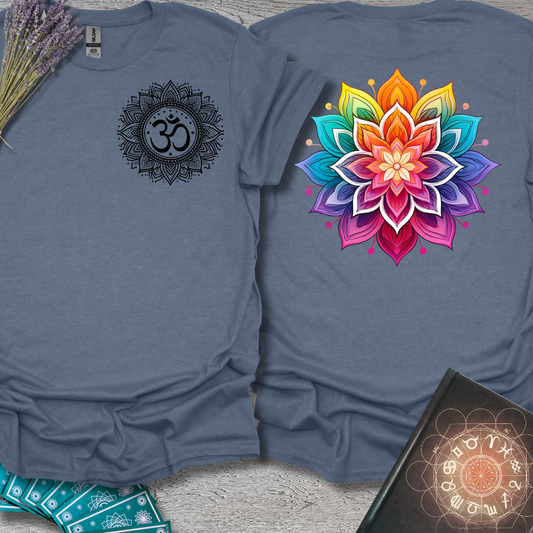 Rainbow Mandala Lotus Front and Back T-Shirt