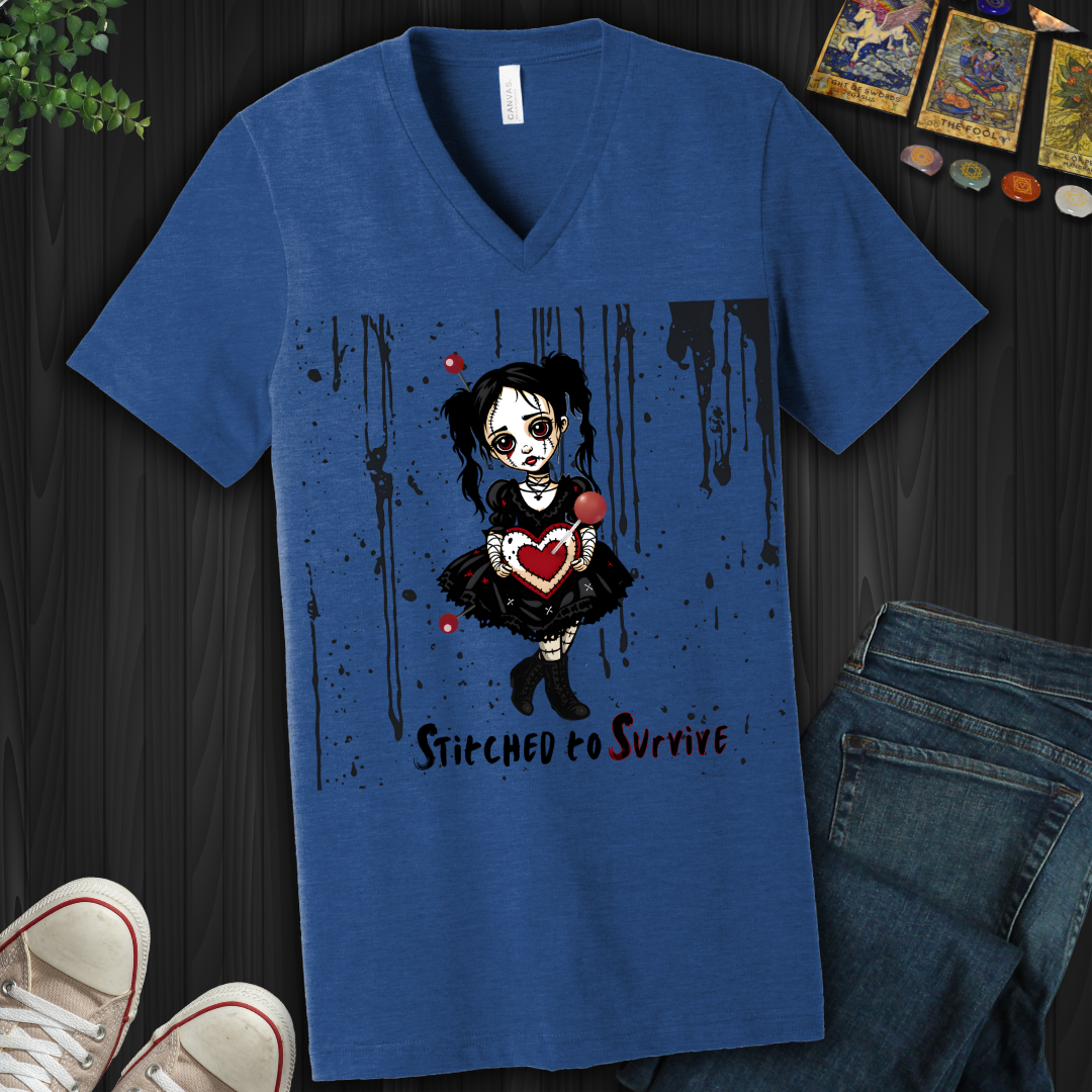 Stitched To Survive  V-Neck Tee