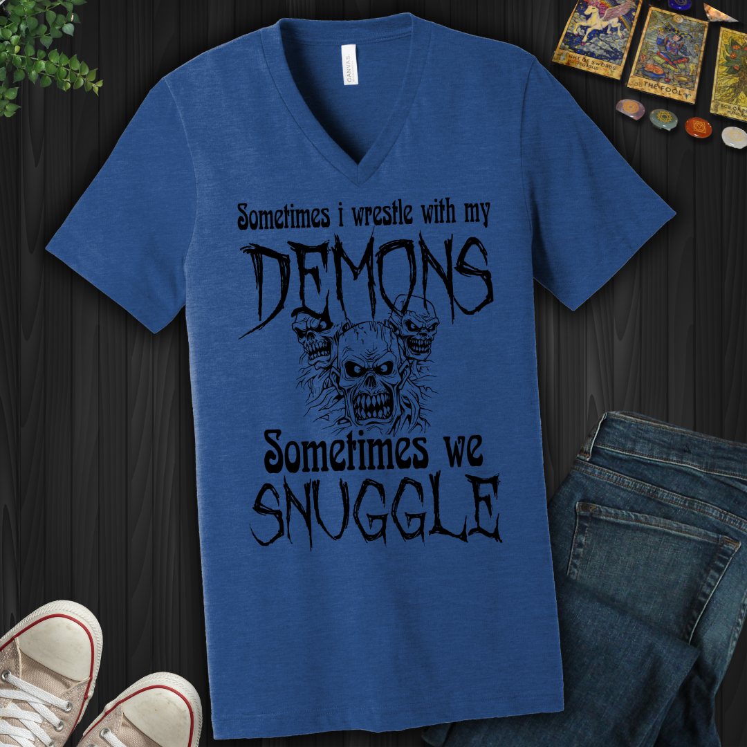 Sometimes I Wrestle With My Demons V-Neck Tee