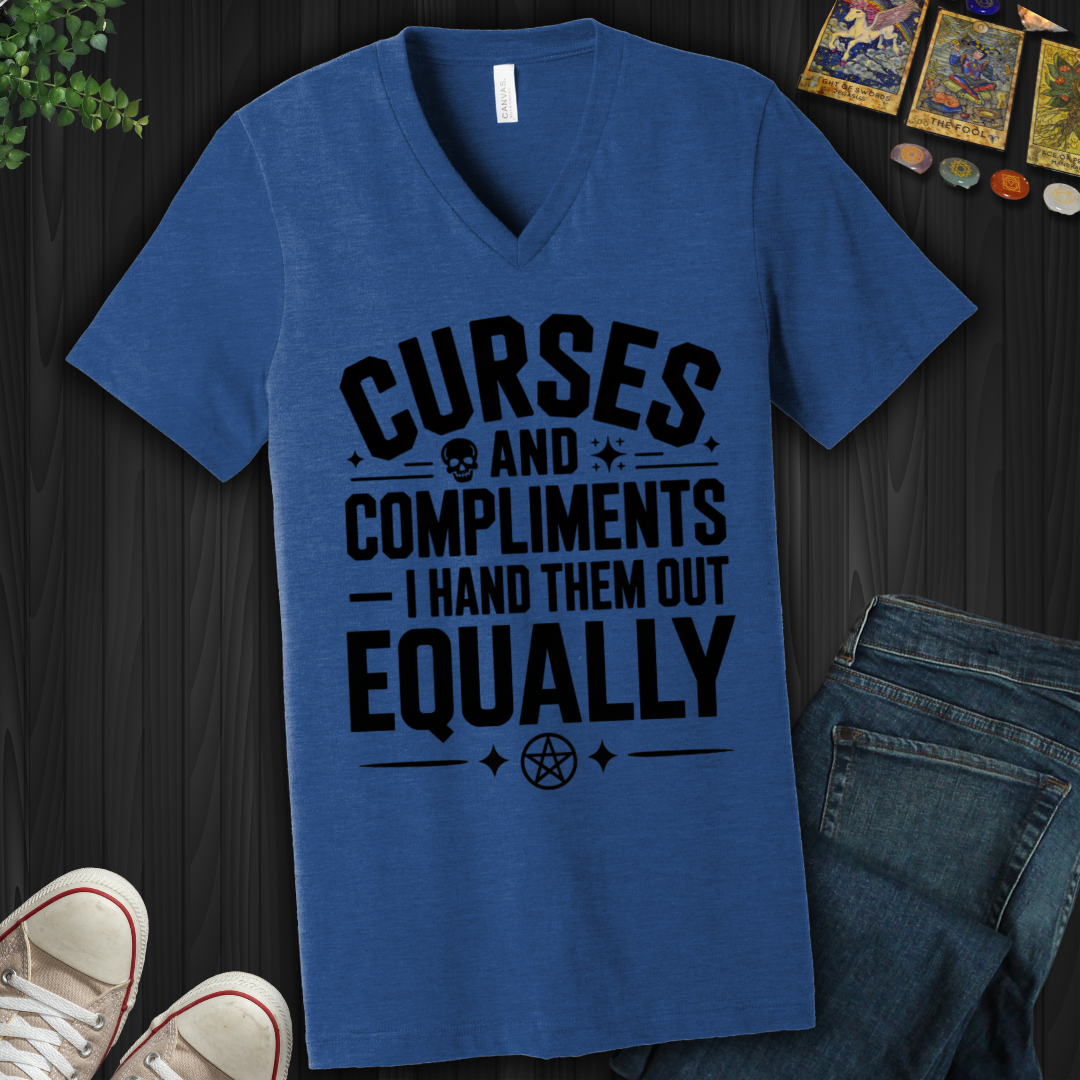 Curses And Compliments V-Neck Tee