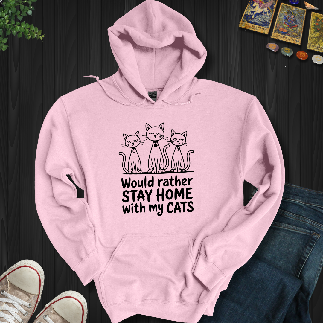 Rather Stay Home With My Cat Hooded Sweatshirt