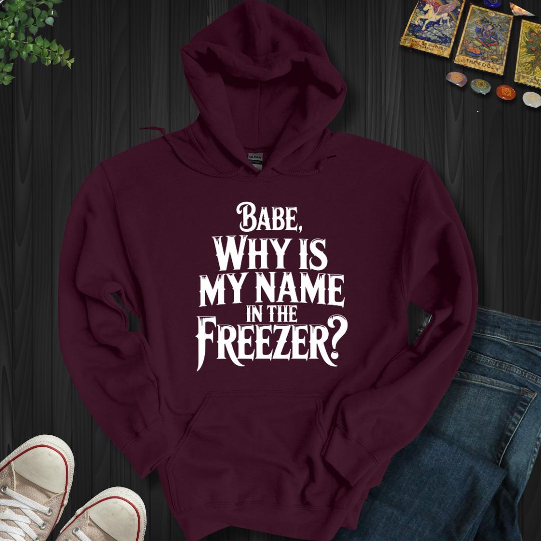 Why Is My Name In The Freezer? Hooded Sweatshirt