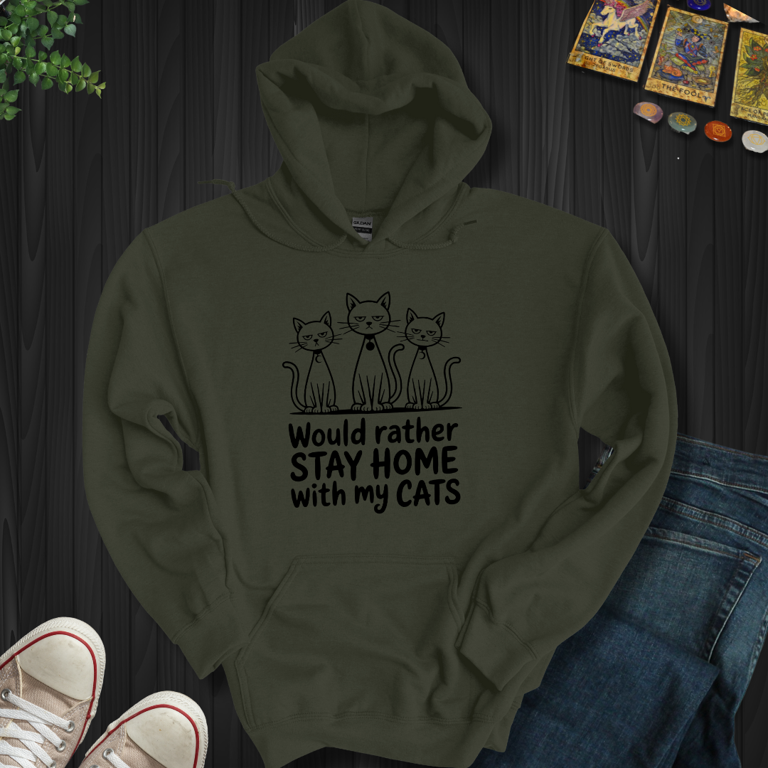 Rather Stay Home With My Cat Hooded Sweatshirt