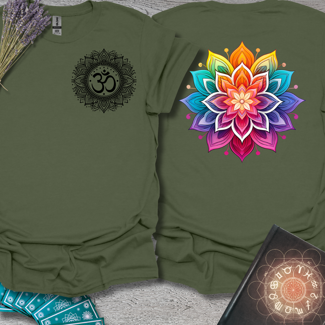 Rainbow Mandala Lotus Front and Back T-Shirt