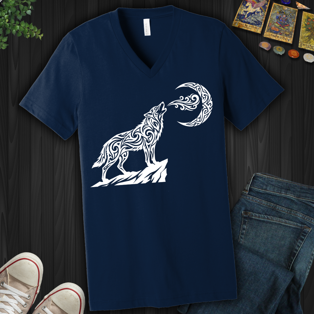 Tribal Wolf V-Neck