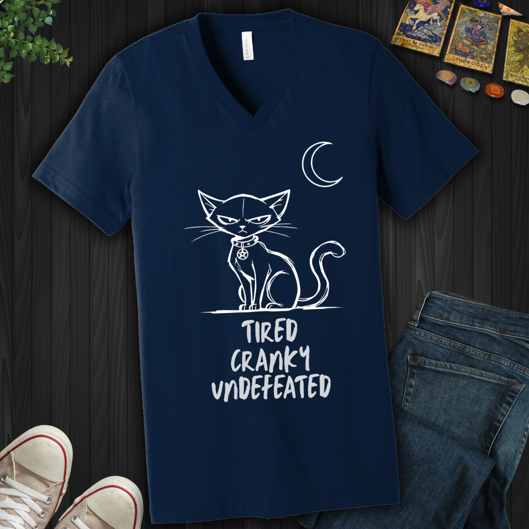 Tired Cranky Undefeated V-Neck Tee