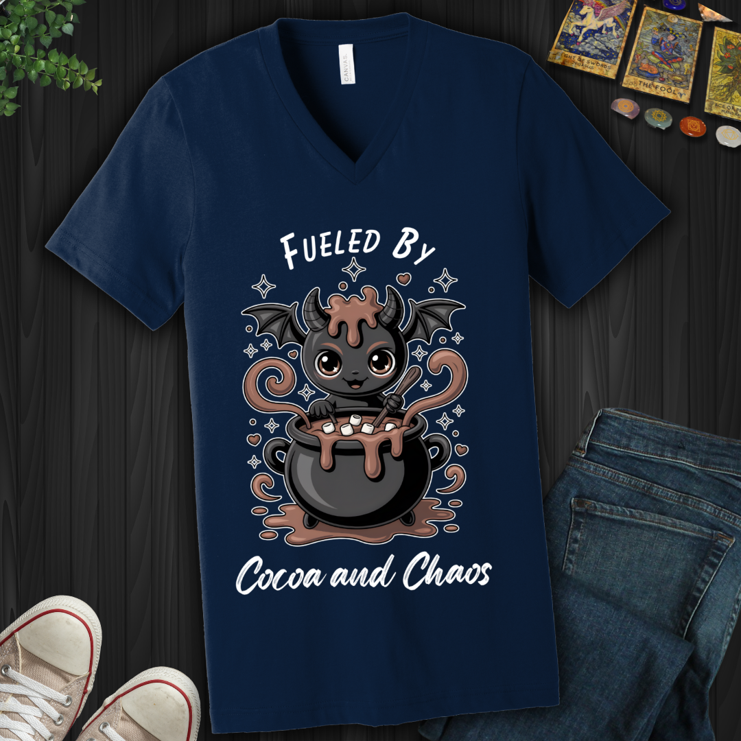 Fueled By Cocoa And Chaos V-Neck Tee