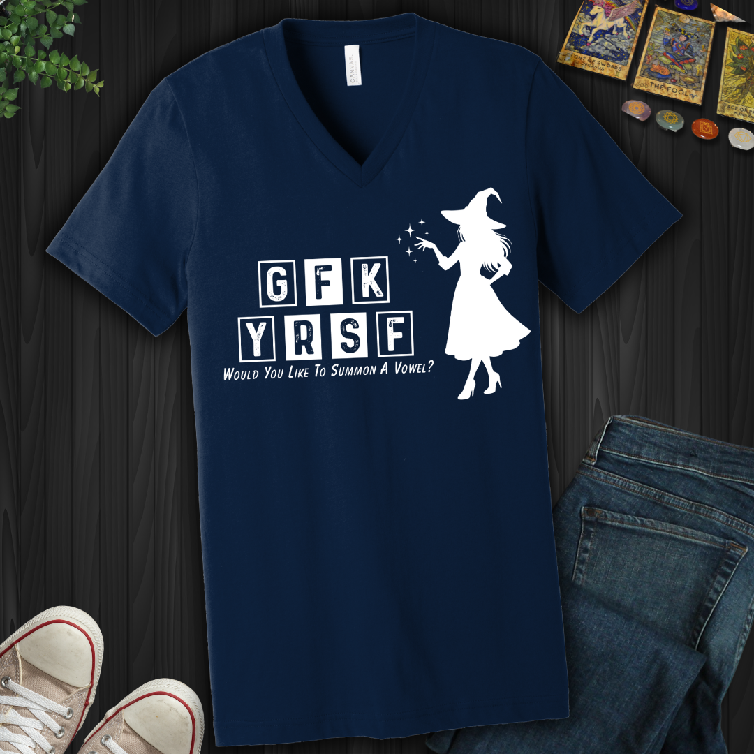 Summon A Vowel V-Neck Tee