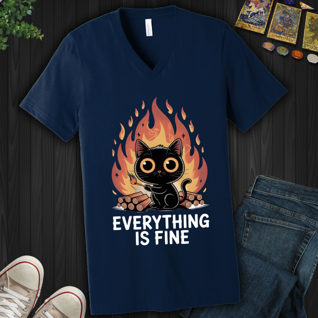 Everything Is Fine V-Neck Tee