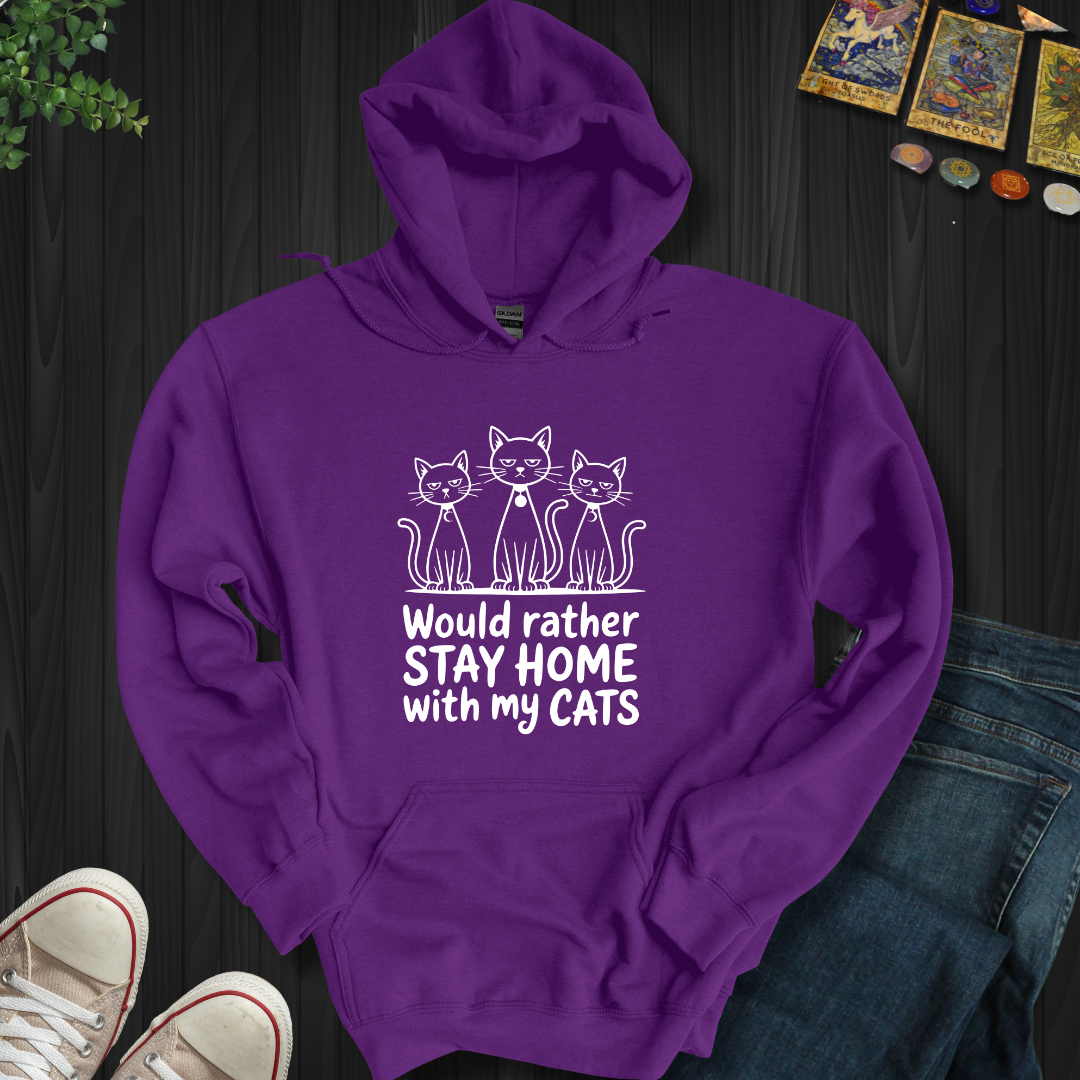 Rather Stay Home With My Cat Hooded Sweatshirt