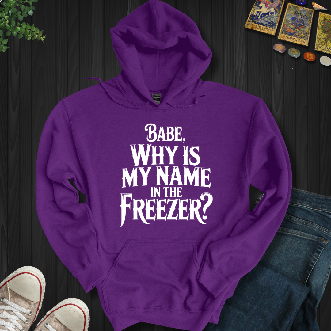 Why Is My Name In The Freezer? Hooded Sweatshirt