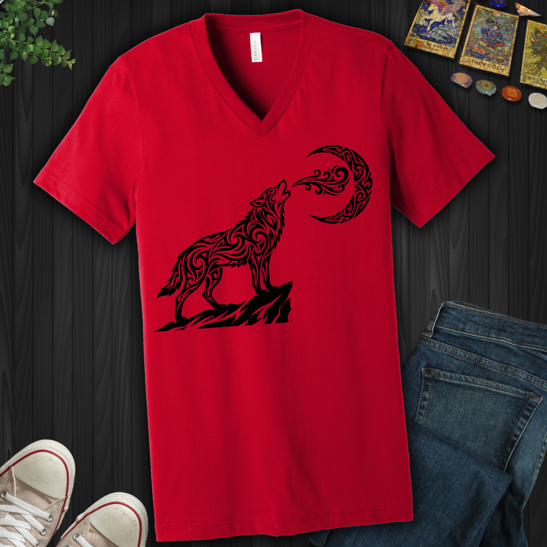 Tribal Wolf V-Neck