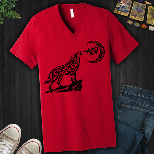 Tribal Wolf V-Neck
