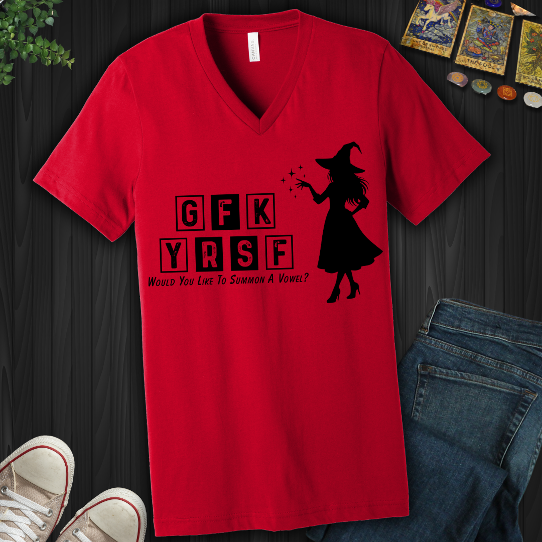 Summon A Vowel V-Neck Tee