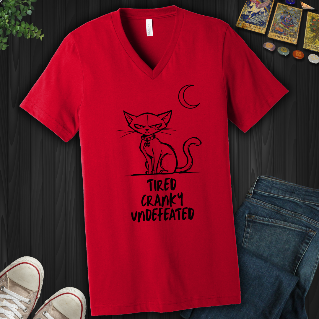 Tired Cranky Undefeated V-Neck Tee