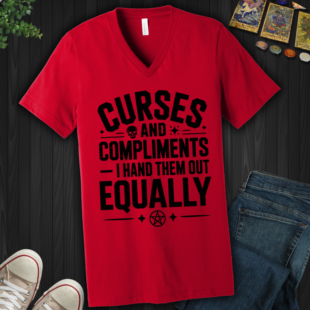 Curses And Compliments V-Neck Tee