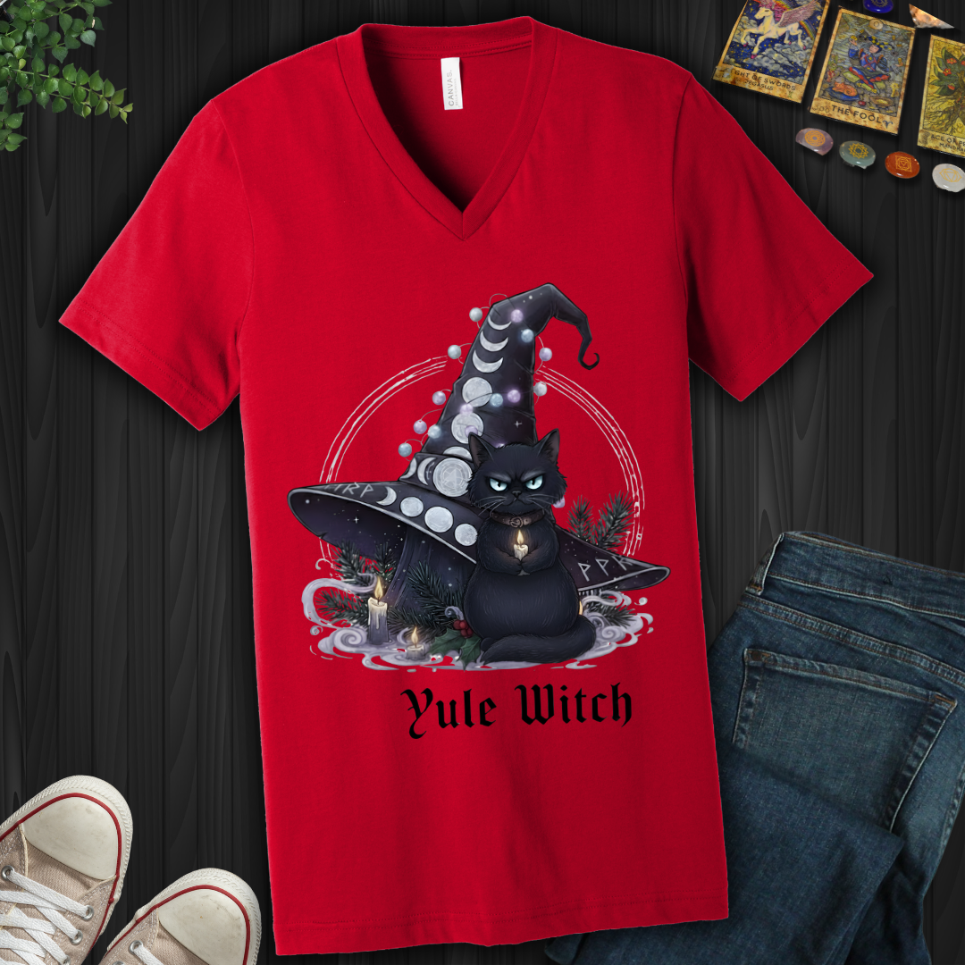 The Yule Witch’s Familiar V-Neck Tee