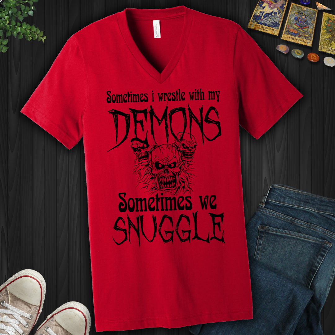 Sometimes I Wrestle With My Demons V-Neck Tee