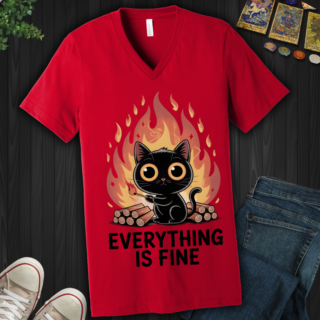 Everything Is Fine V-Neck Tee
