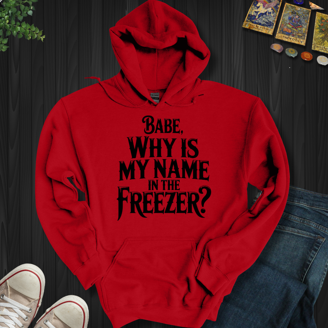 Why Is My Name In The Freezer? Hooded Sweatshirt