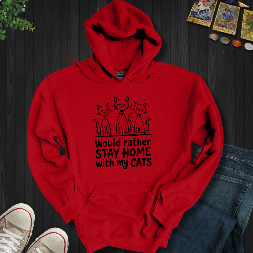 Rather Stay Home With My Cat Hooded Sweatshirt