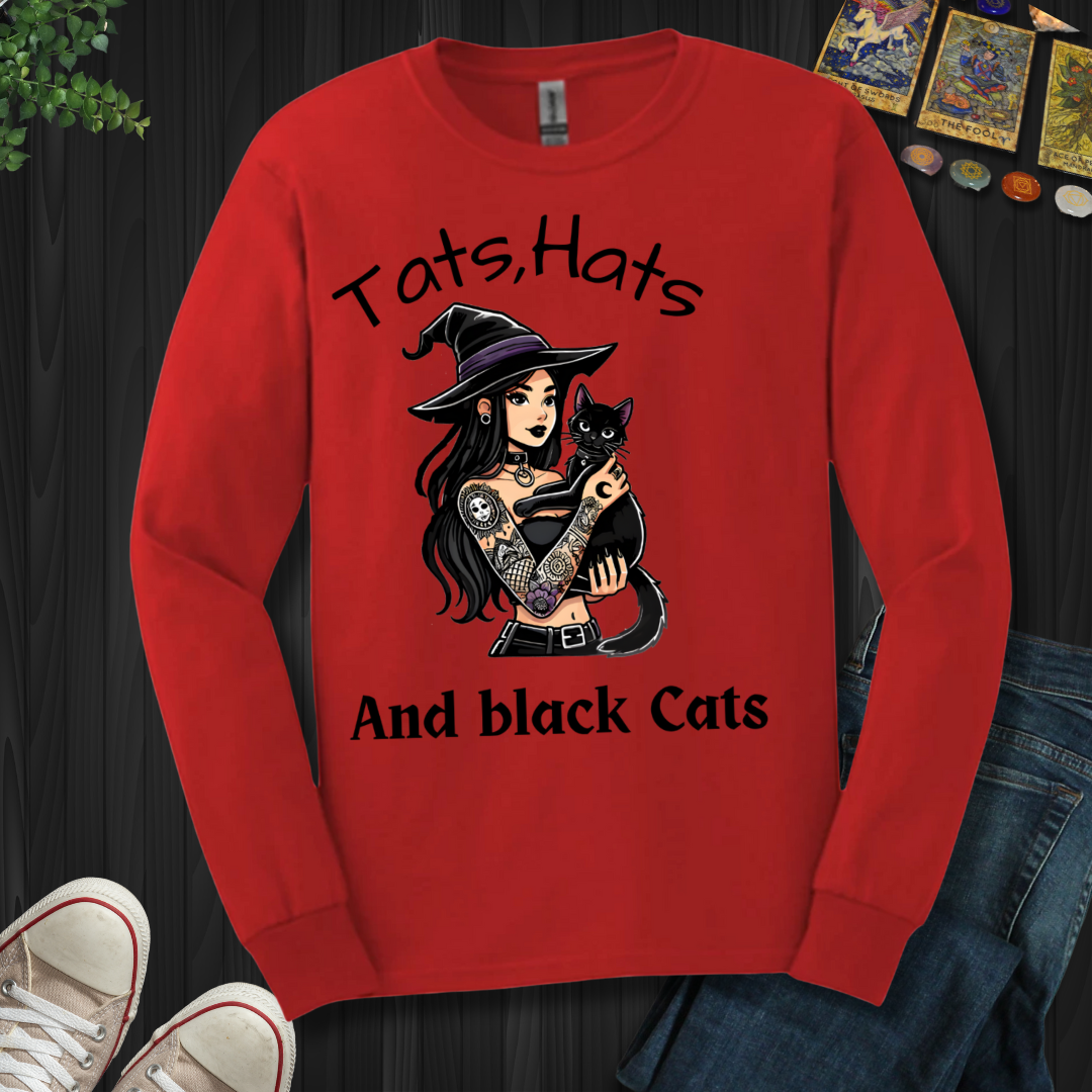 Tats, Hats, And Black Cats Long Sleeve Tee