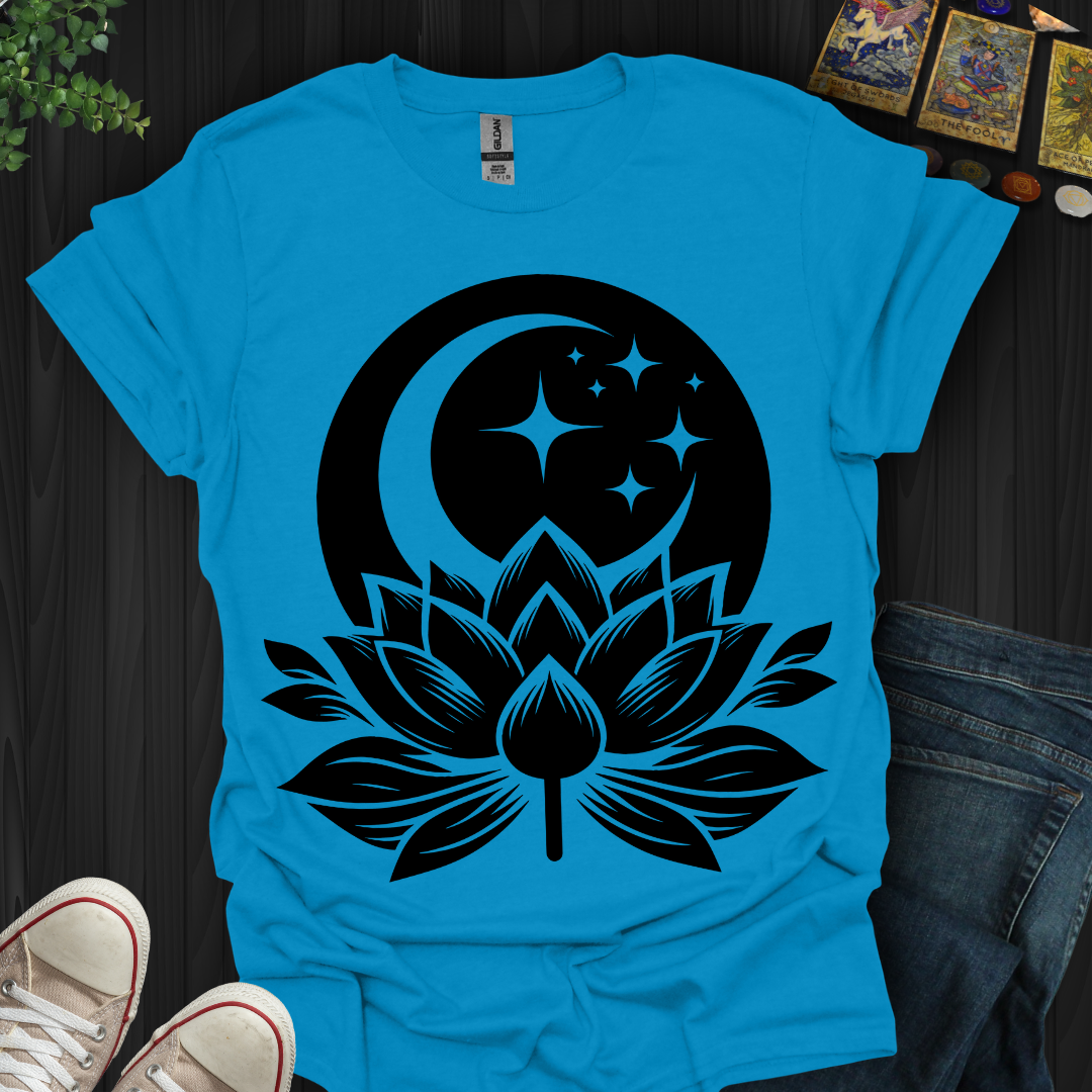 Blossoming Lotus Under the Moon and Stars T-Shirt