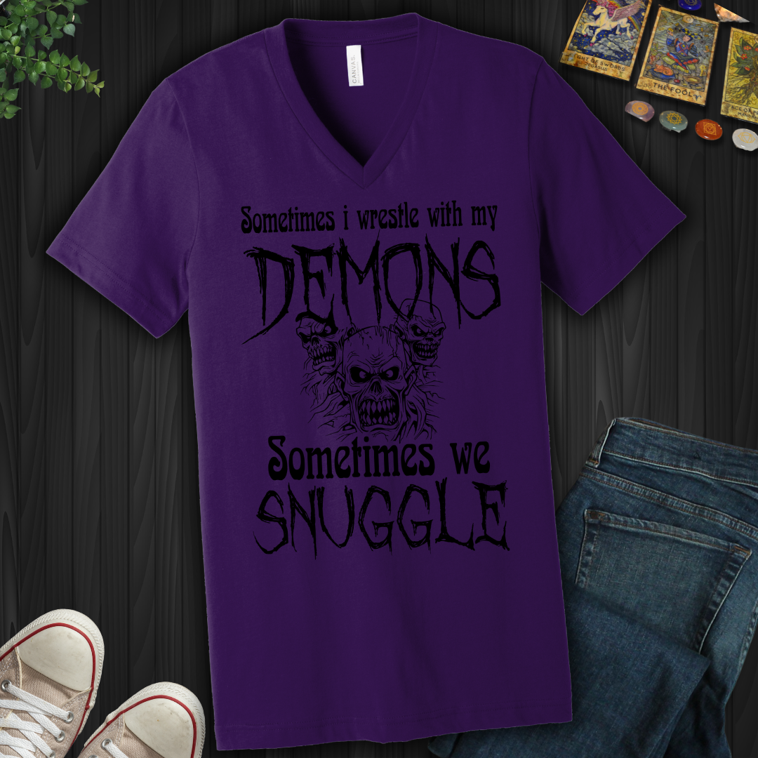 Sometimes I Wrestle With My Demons V-Neck Tee