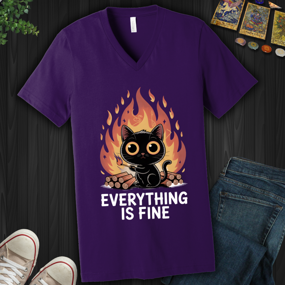 Everything Is Fine V-Neck Tee