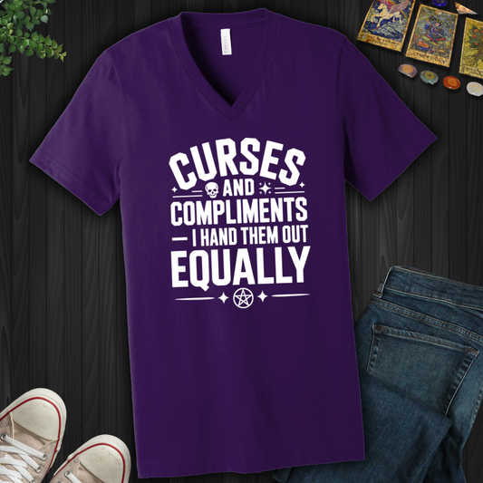 Curses And Compliments V-Neck Tee