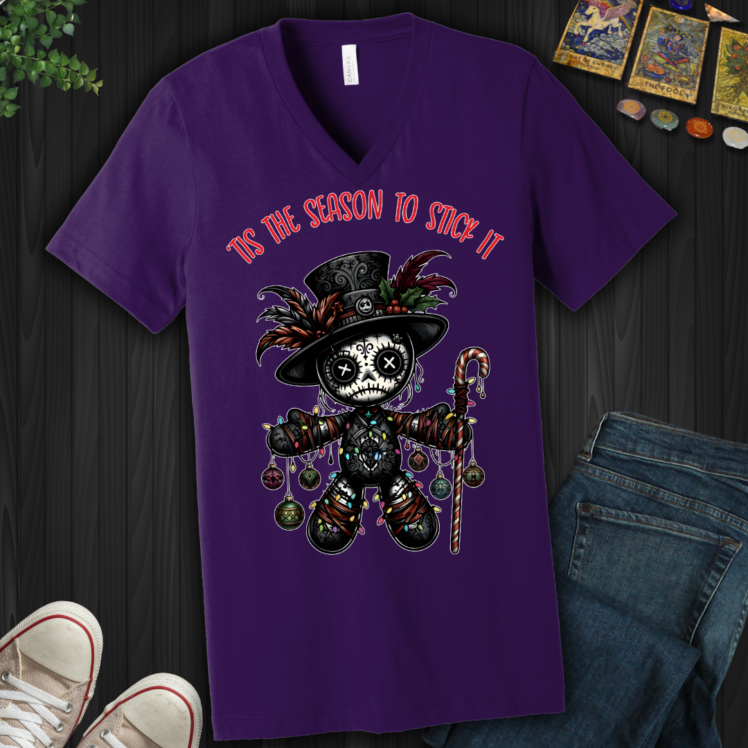 Tis The Season Voodoo Doll  V-Neck Tee