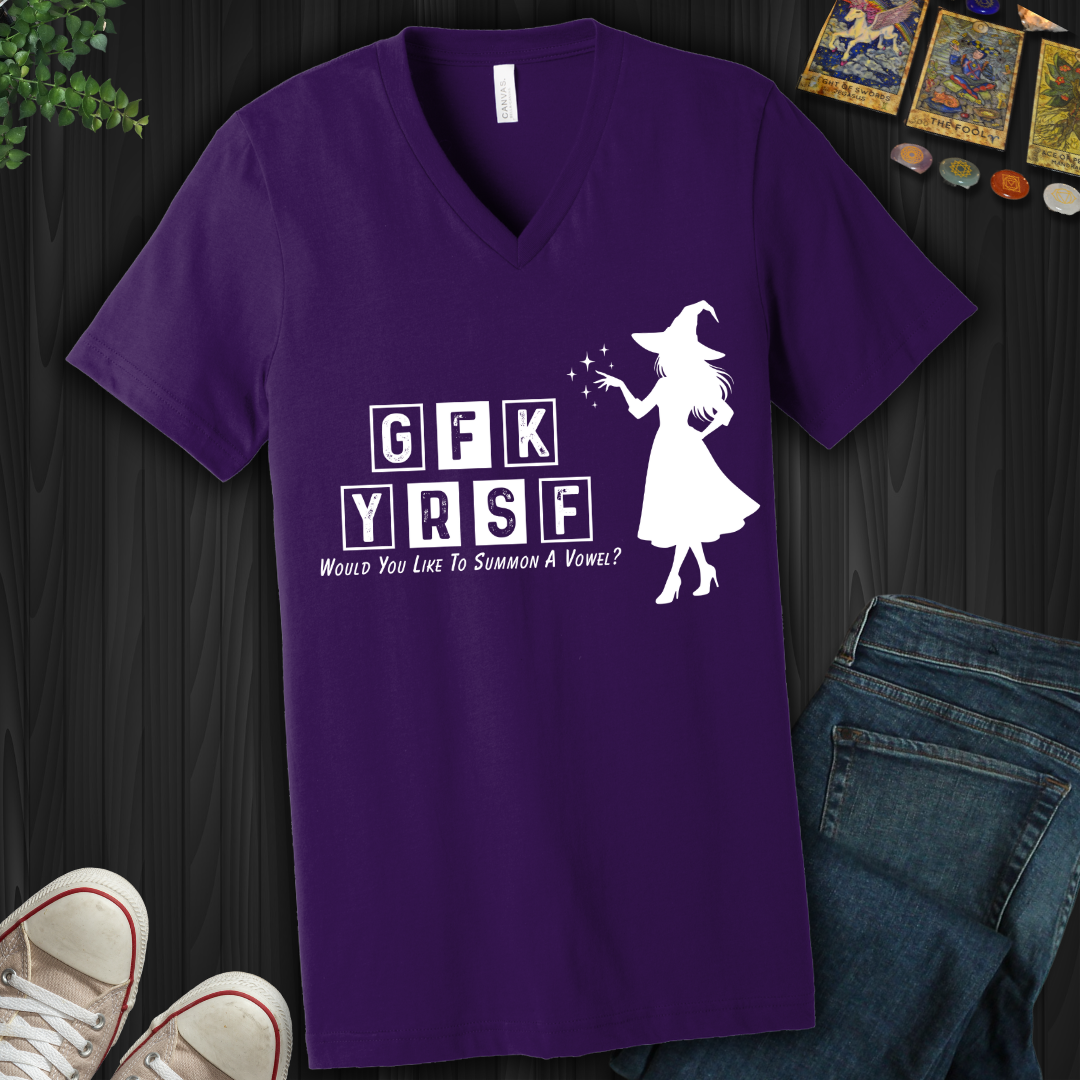 Summon A Vowel V-Neck Tee