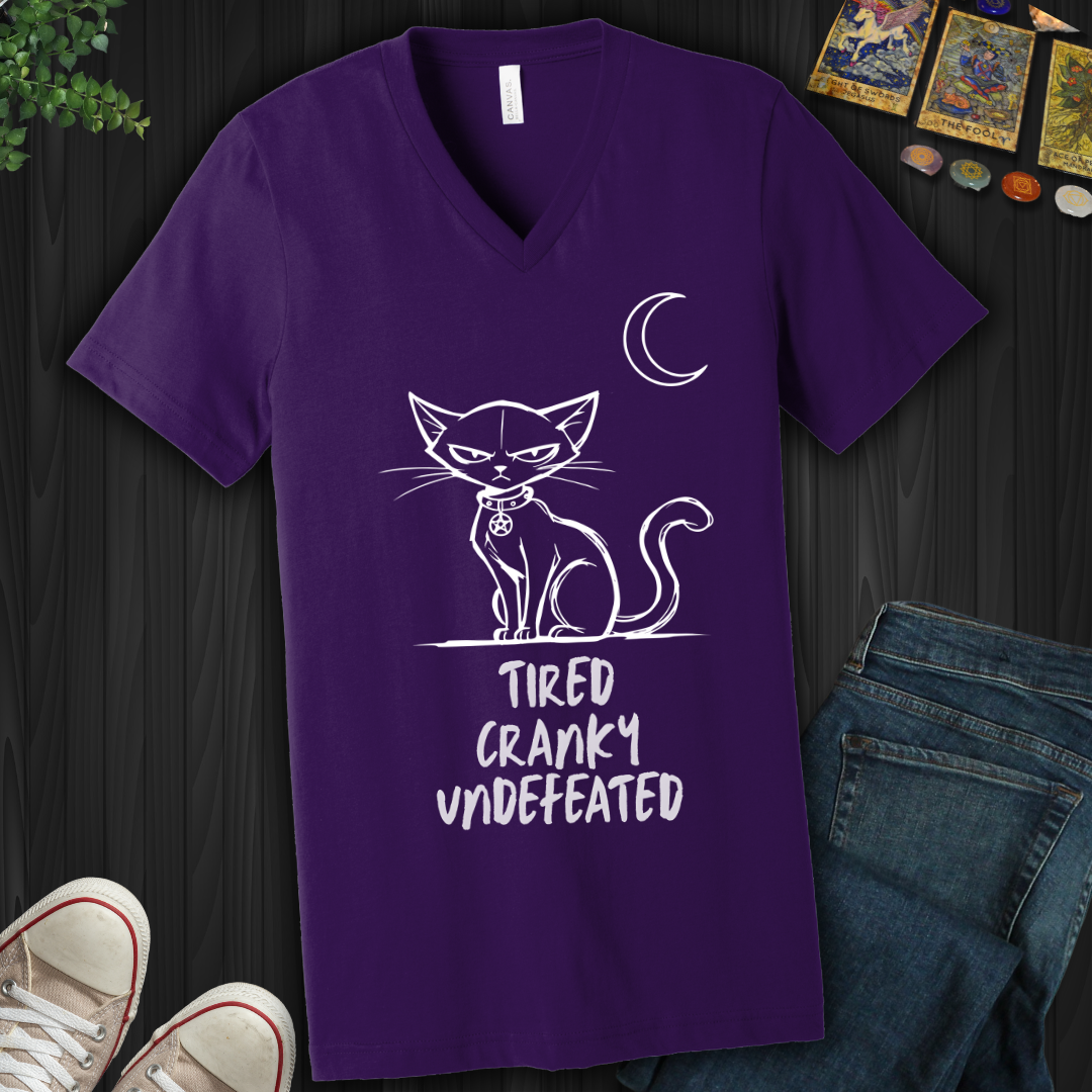 Tired Cranky Undefeated V-Neck Tee