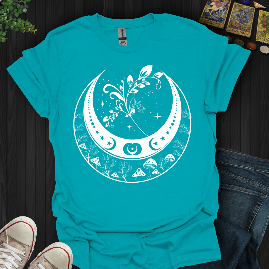 Celestial Moon and Mushroom T-Shirt