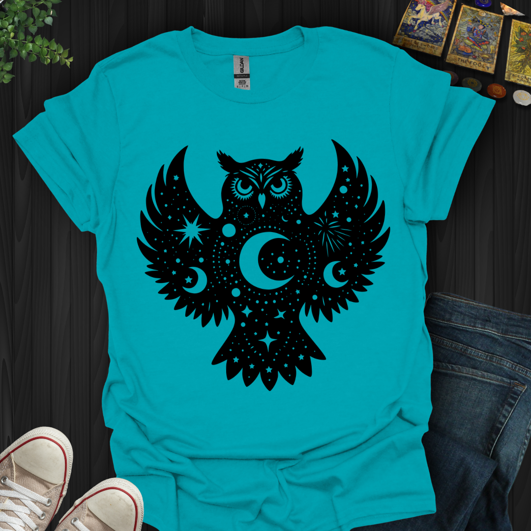 Celestial Owl Black T-Shirt