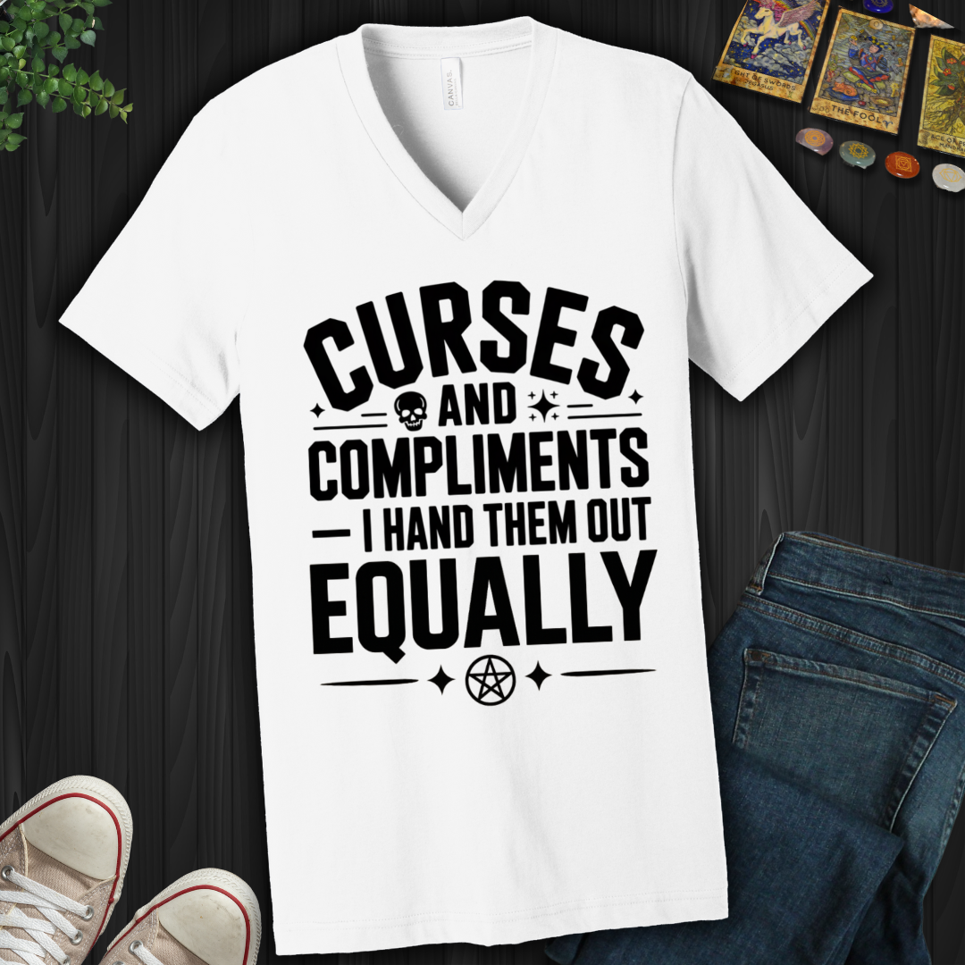 Curses And Compliments V-Neck Tee