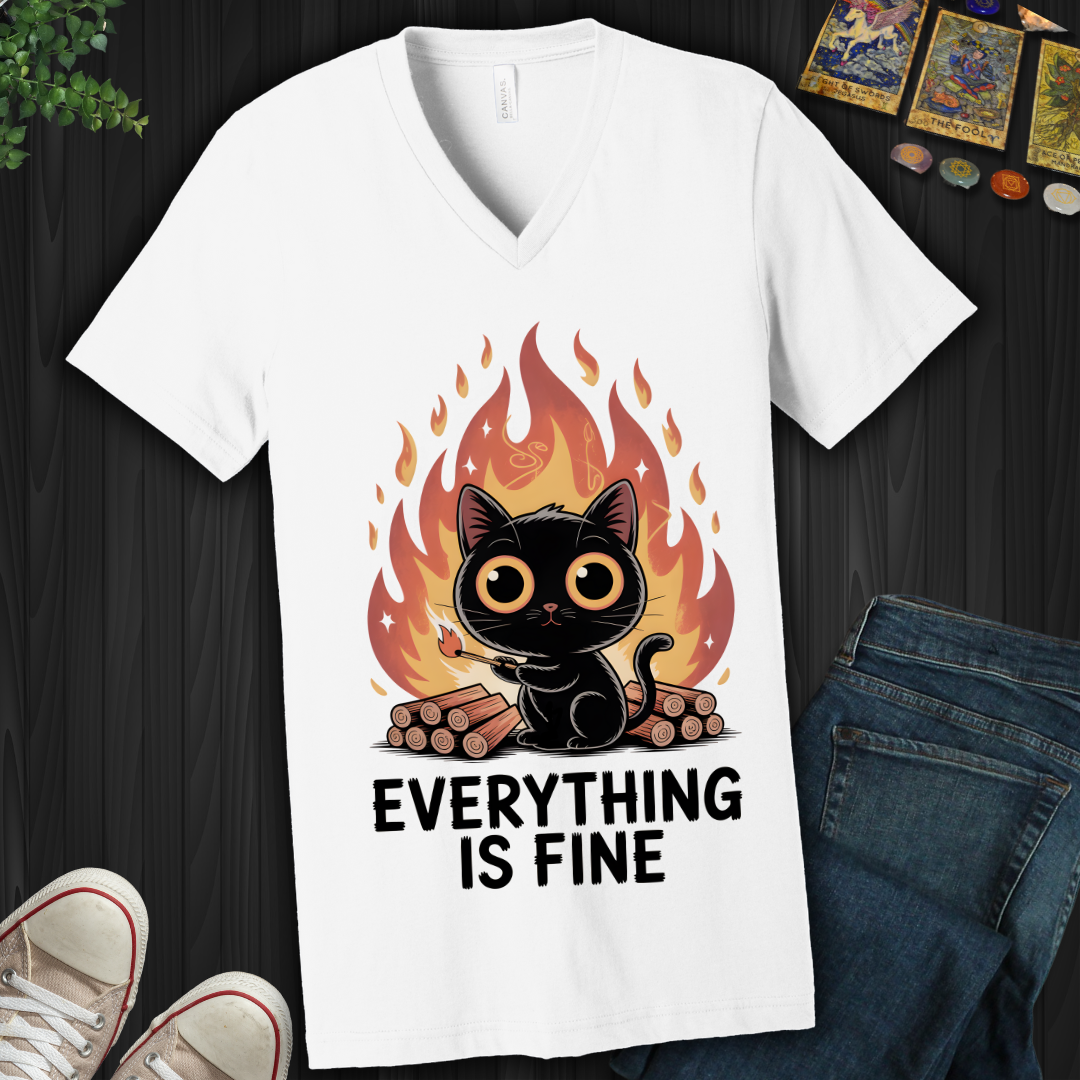 Everything Is Fine V-Neck Tee
