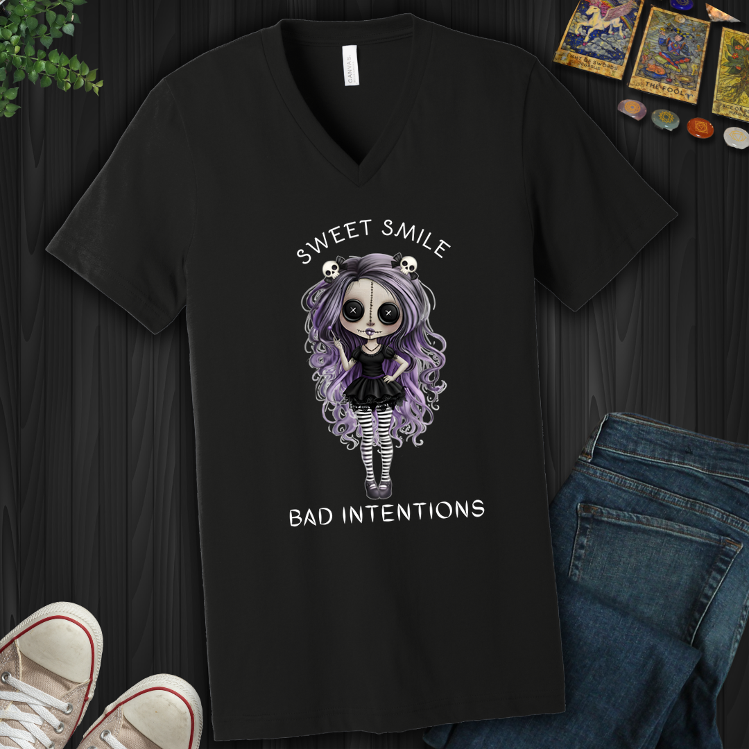 Sweet Smile, Bad Intentions V-Neck Tee