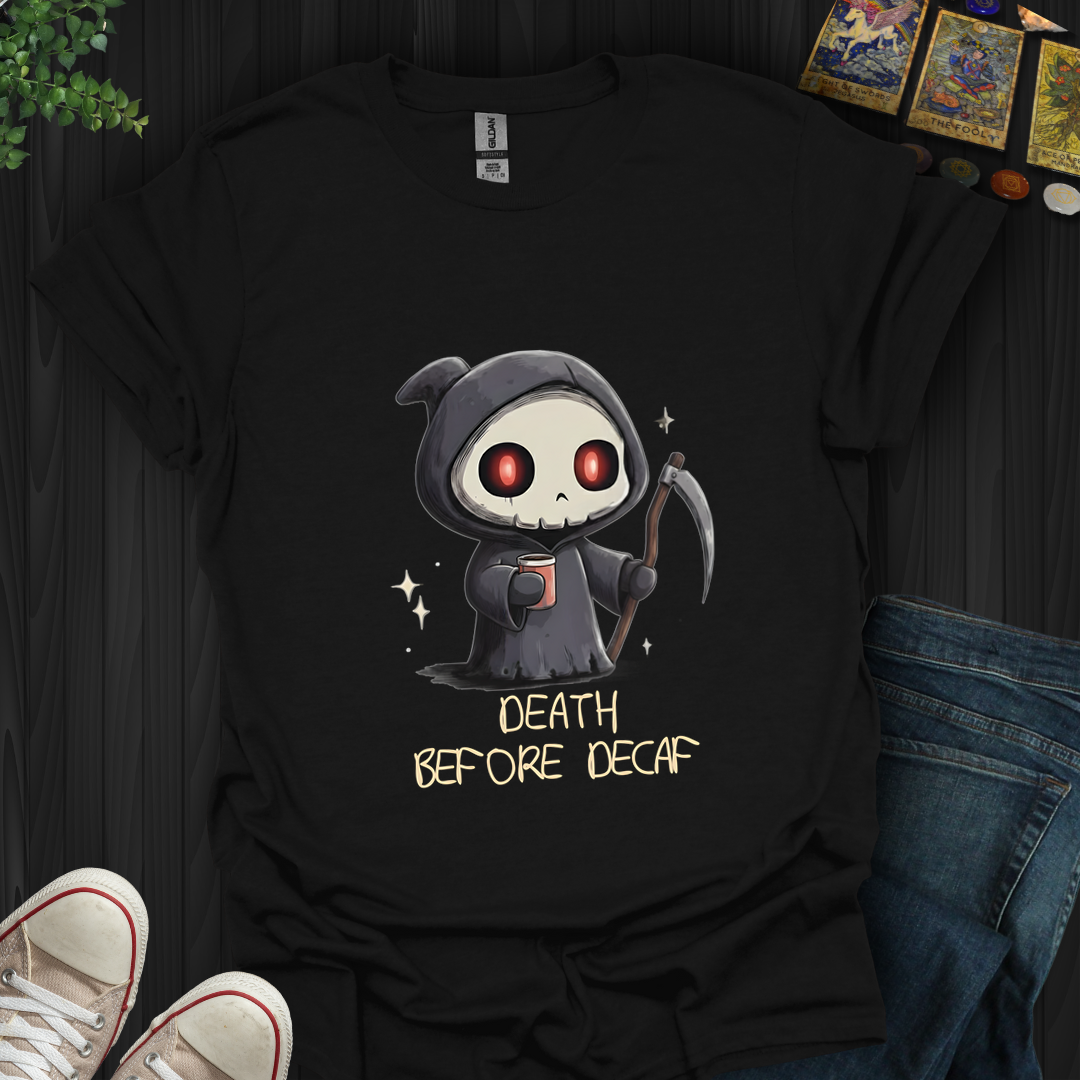 Death Before Decaf T-Shirt New