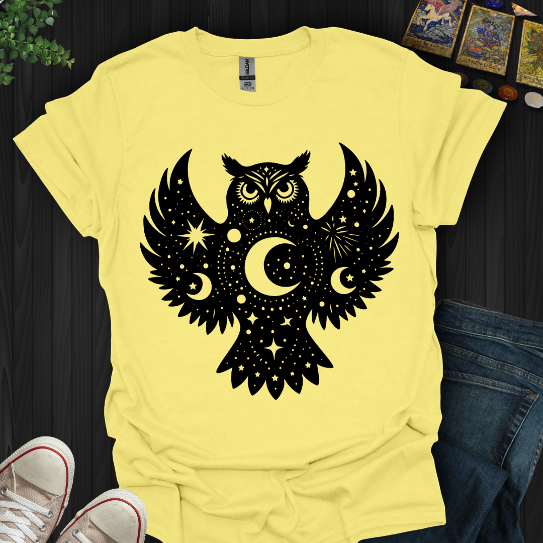 Celestial Owl Black T-Shirt